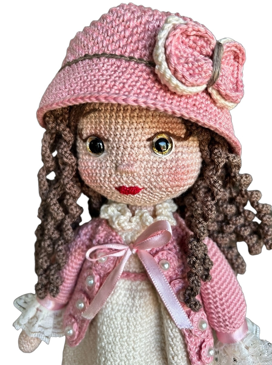 Violet & Her Little Kitty – Handmade Crochet Doll