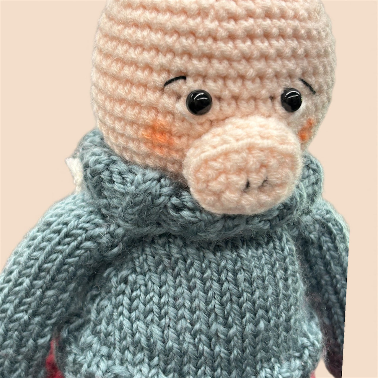 ✨ Percival the Poet Pig — Handmade Crochet & Knit Art Doll