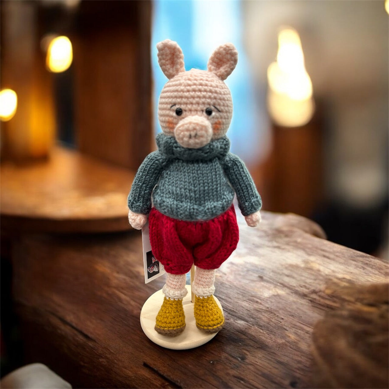 ✨ Percival the Poet Pig — Handmade Crochet & Knit Art Doll