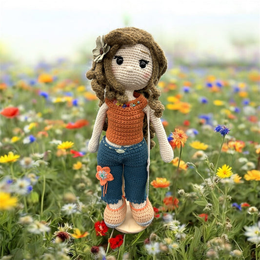 Clara in the Garden – Handmade Amigurumi Doll
