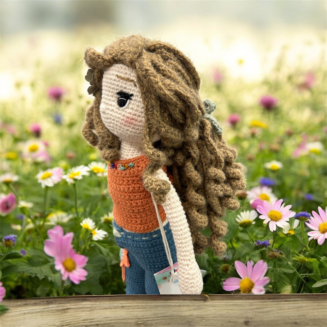 Clara in the Garden – Handmade Amigurumi Doll