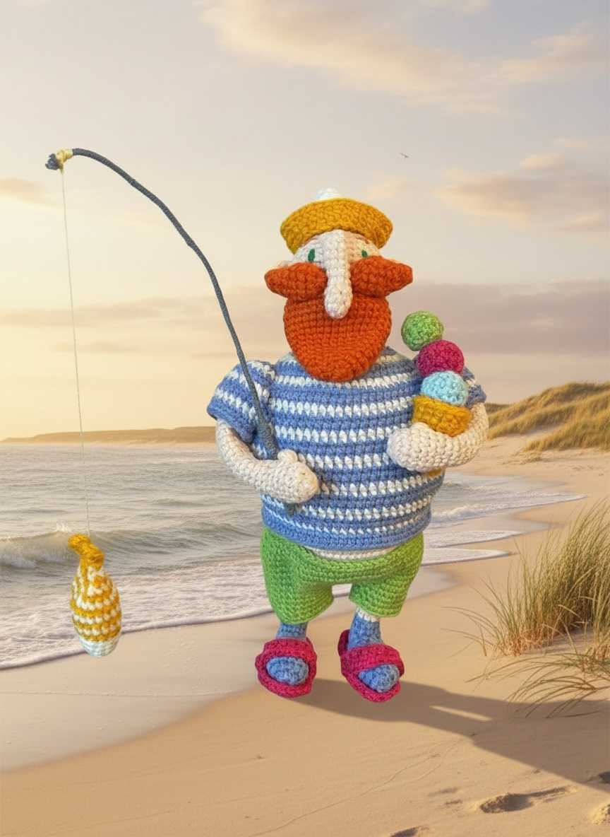 Ferdinand the Friendly Fisherman – Handmade Crochet Amigurumi Doll