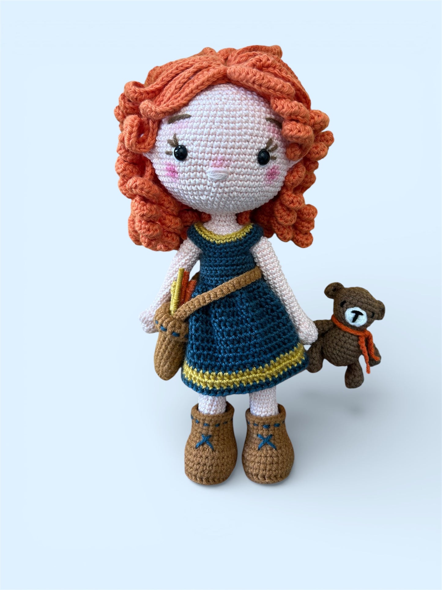 Ember the Brave – Handmade Amigurumi Doll with little bear