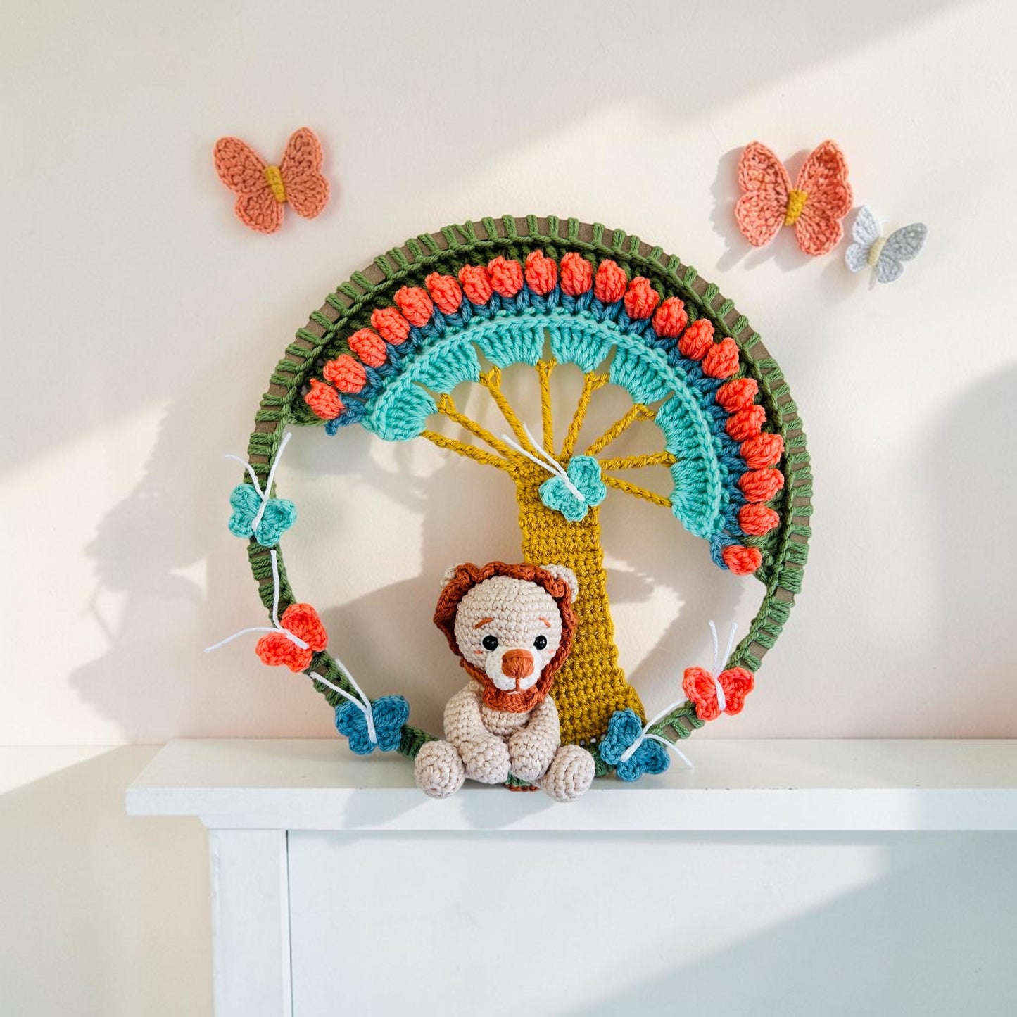 🌿 Handmade Crochet Lion Wall Decor – Nursery ; Kids Room Art 🦁🧶